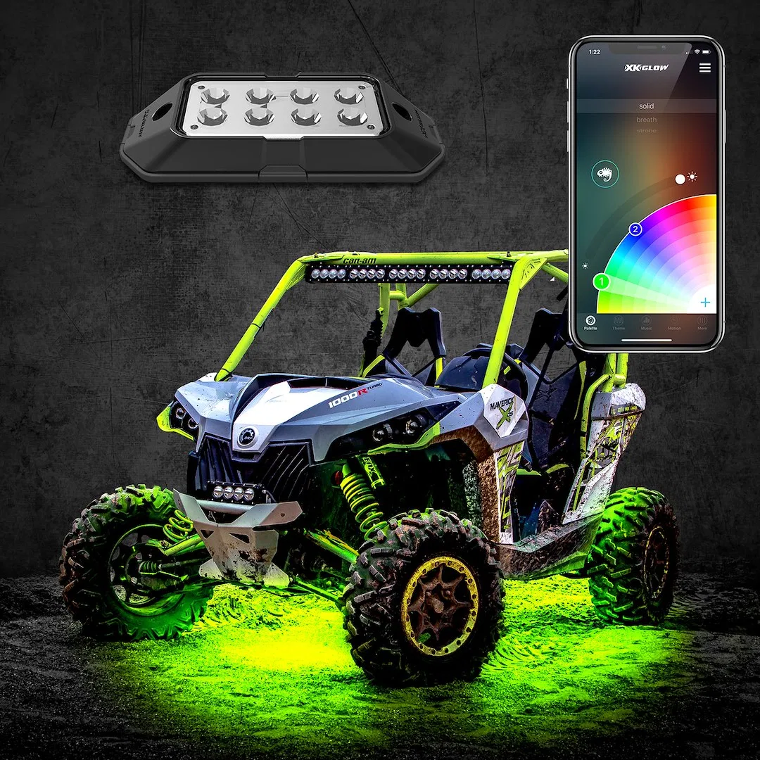XK-ROCK-ADV-DM – XK GLOW Underbody Light Kit, Under Body Mount LED Over 16 Million Colors With Amber Turn Signal Func...